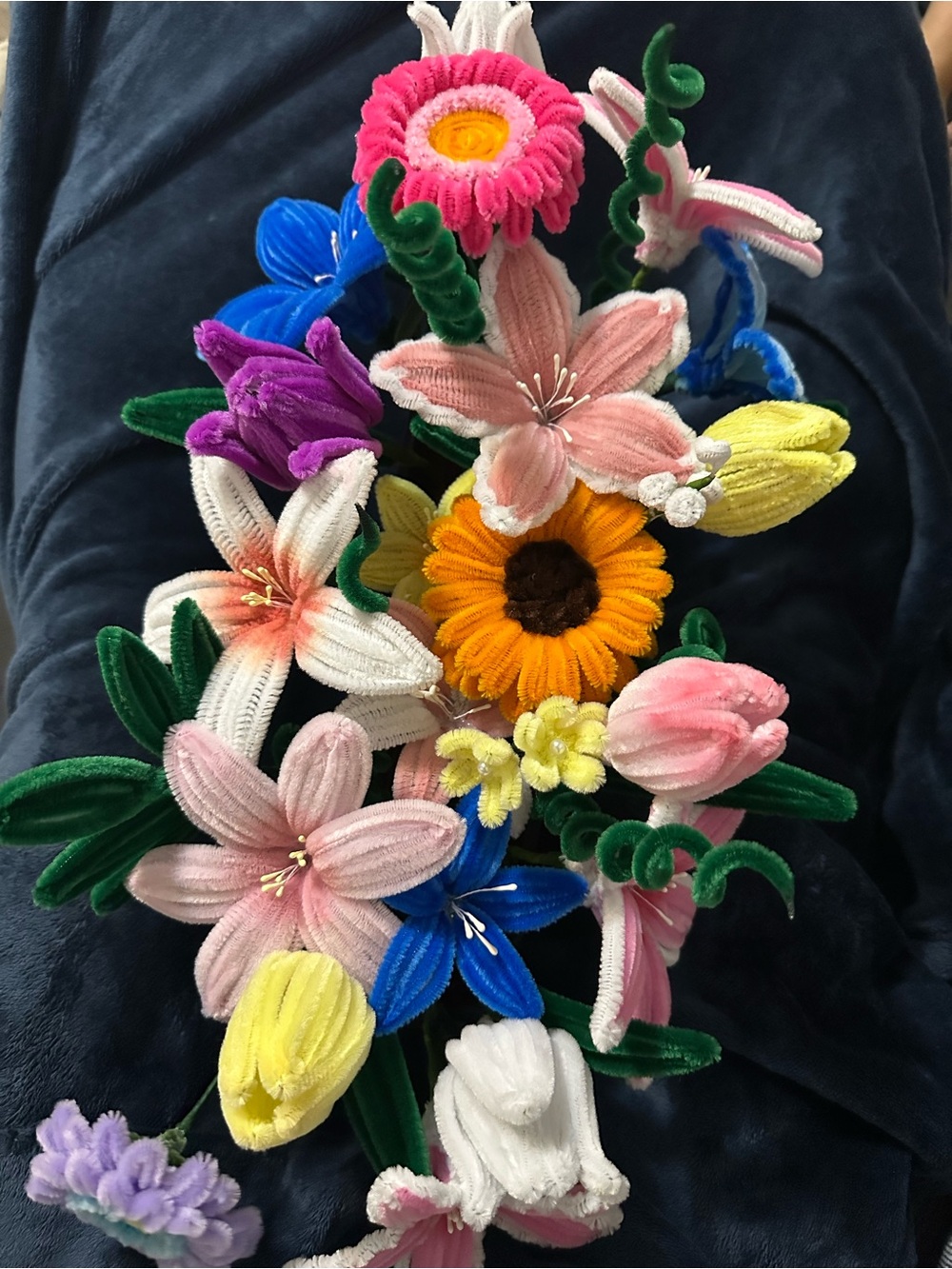 Handmade Multicolor Floral Pipe Cleaner Bouquet - Women Accessories